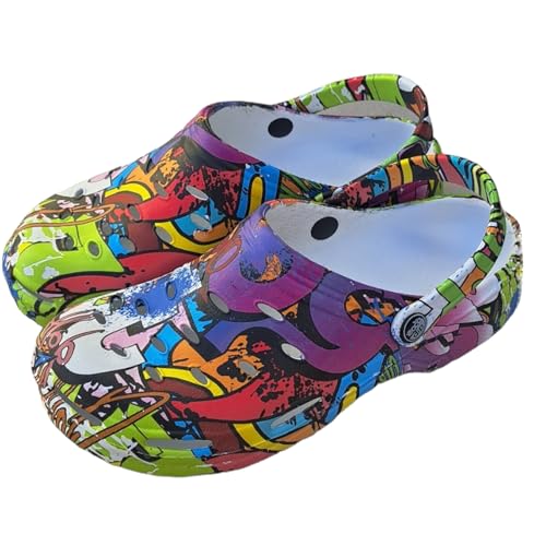 ZOCODIP Gesundheits-Clogs für Damen, lustig, bequem, aus Gummi, leicht, für Arbeit, Krankenschwester und Gastgewerbe, mit Wasserdruck, Graffitti, 40 EU von ZOCODIP