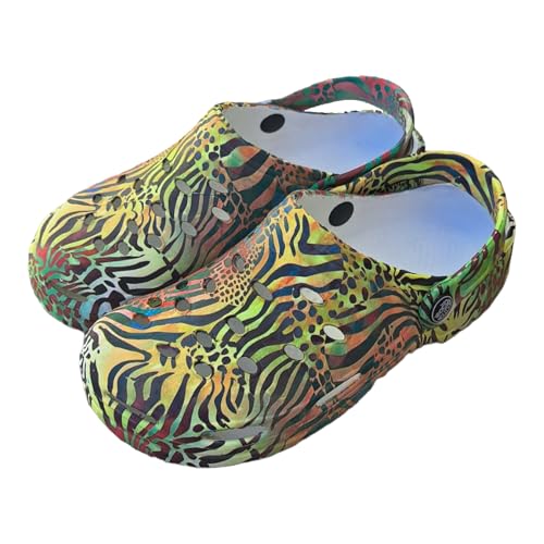 ZOCODIP Gesundheits-Clogs für Damen, lustig, bequem, aus Gummi, leicht, für Arbeit, Krankenschwester und Gastgewerbe, mit Wasserdruck, Jungle Oddisey, 42 EU von ZOCODIP