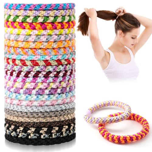ZOCONE 24 Stück Haargummi Damen, Elastisch Zopfgummi Mädchen Haargummi, Modischer Pferdeschwanz Halter für Thick Hair and Curly Hair (A) von ZOCONE