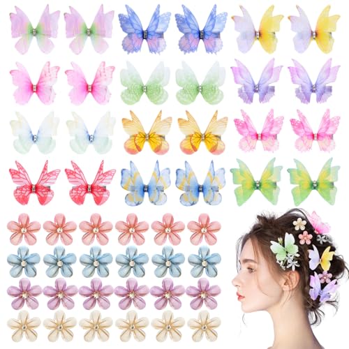 ZOCONE 48 Stück Schmetterling Haarspange Deko Schmetterlinge mit Clip 3D schmetterling klammern für Mädchen Damen Kinder Karneval Party (A) von ZOCONE