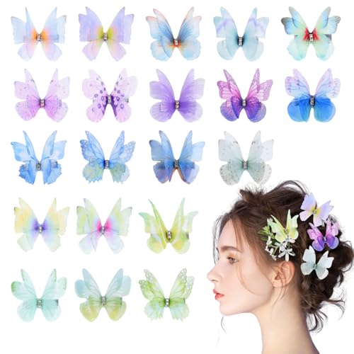ZOCONE 40 Stück Schmetterling Haarspange Deko Schmetterlinge mit Clip 3D schmetterling klammern für Mädchen Damen Kinder Karneval Party (B) von ZOCONE