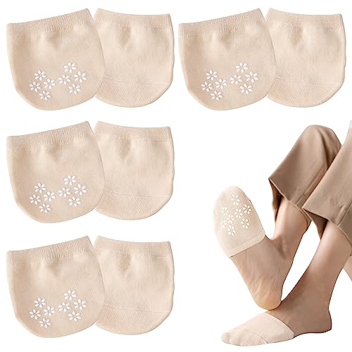 ZOCONE 4 Paar Zehlinge Damen Füßlinge Atmungsaktive Halbe Socken Damen Mit Rutschfestem Silikonpunkte Halbsocken Unsichtbare Zehensocken Damen Baumwollen Zehentopper Socken Für High Heels Ballett von ZOCONE