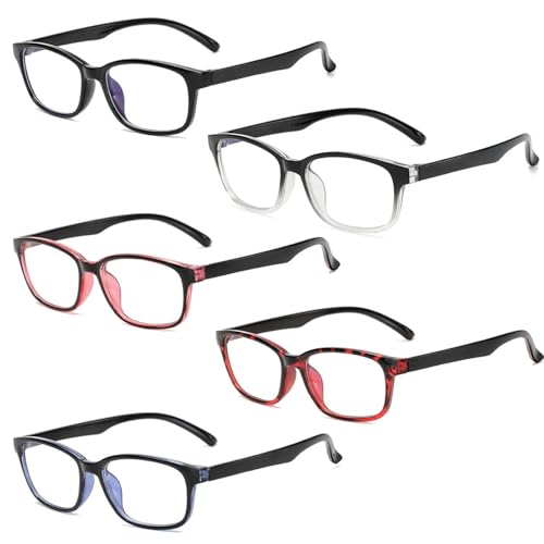 ZOCONE 5 Paare Blaulichtfilter Brille, Ohne Stärke Blaufilter Brille für Damen und Herren Anti-Blaulicht-Computerspielbrille blue light glasses brille ohne stärke von ZOCONE