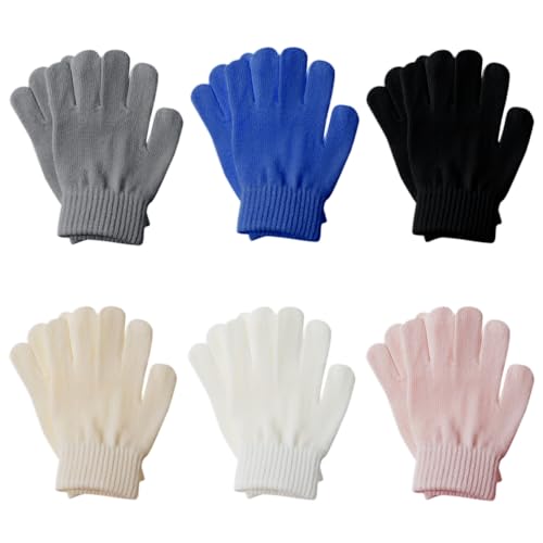 ZOCONE 6 Paar Winter Kinderhandschuhe Magische Dehnbare Warme strickhandschuhe kinder, Fäustlinge Jungen oder Mädchen für Outdoor-Sportarten Radfahren 5 bis 10 Jahren (A) von ZOCONE