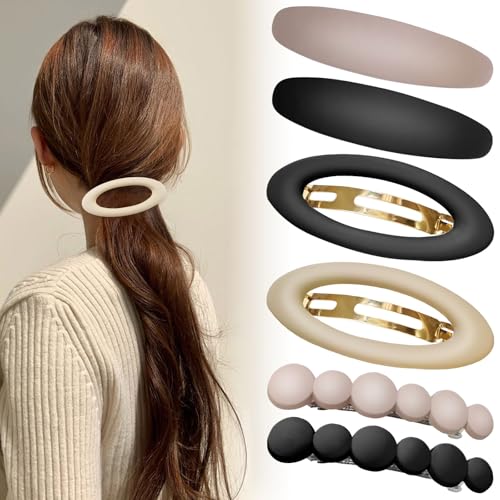 ZOCONE 6 Stück Ellipse Haarspangen Damen Flat Claw Clip Französische Haarspange Automatische Haarspangen Vintage Haarspangen Damen Dünnes Haar von ZOCONE