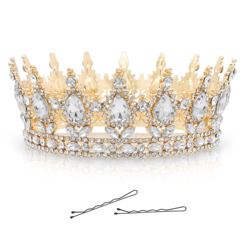 ZOCONE Vintage Tiara Krone Damen Geburtstag Haarschmuck Kristall Tiara Prinzessin Krone Groß mit Bobby Pins Schwarz, Rosegold Diadem Frauen Elegant Crown für Hochzeit Party Geburtstag Geschenk von ZOCONE