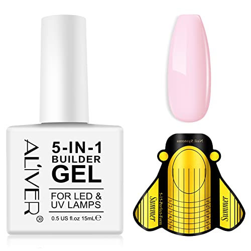 Aufbaugel FüR GelnäGel 5-in-1, Builder Gel Clear Base Coat Strengthener Gel UV/LED Gel Polish For Hard Strong Nails Extensions & Tips, Repair Broken Nails, Nail Art Decoration von ZODENIS