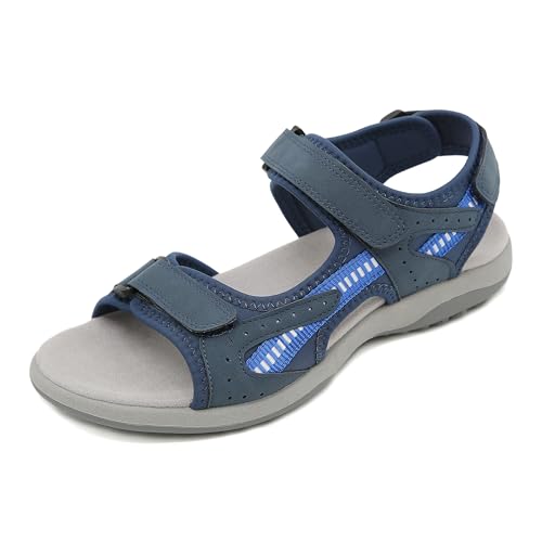 ZOEASHLEY Damen Sportsandalen Sommer Outdoorsandale Bequeme Offene Slingback Wandersandalen Arch Fit Trekking Sandalen Blau07 37EU von ZOEASHLEY