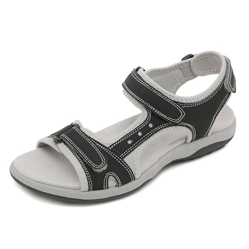 ZOEASHLEY Damen Sportsandalen Sommer Outdoorsandale Bequeme Offene Slingback Wandersandalen Arch Fit Trekking Sandalen Schwarz06 40EU von ZOEASHLEY