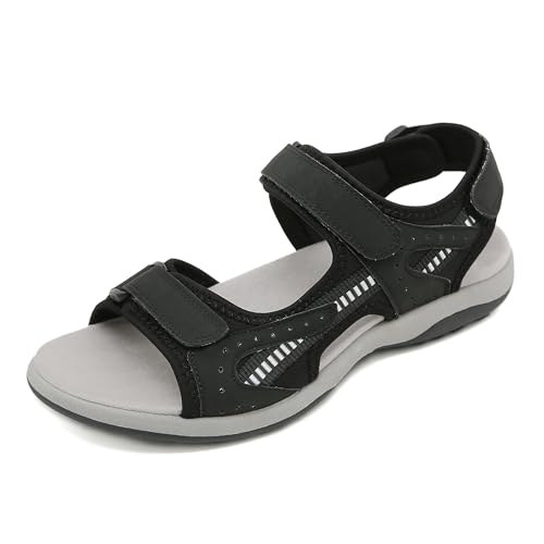 ZOEASHLEY Damen Sportsandalen Sommer Outdoorsandale Bequeme Offene Slingback Wandersandalen Arch Fit Trekking Sandalen Schwarz07 41EU von ZOEASHLEY