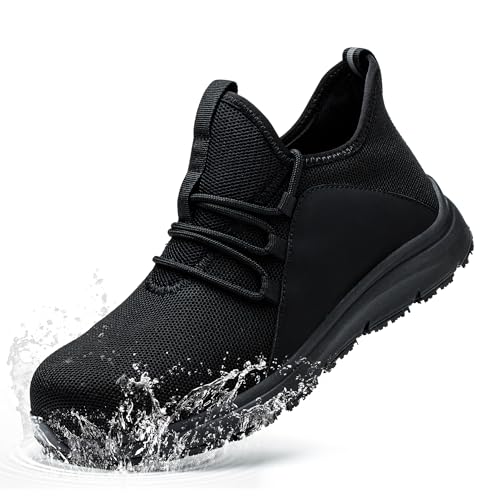 ZOEASHLEY Wasserdicht Sicherheitsschuhe Herren Damen rutschfest Arbeitsschuhe Leicht Stahlkappenschuhe Atmungsaktiv mit Stahlkappe Sneaker Schutzschuhe Schwarz03 36EU von ZOEASHLEY