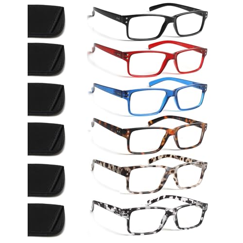 ZOECENT 6 Pack Lesebrille Herren Damen Blaulichtfilter Brille Federscharnier Computerbrille Lesehilfe Lesebrillen (6 Farbe-1, 2.75, x) von ZOECENT