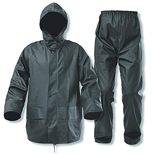 ZOEGO Regenanzüge für Männer und Frauen, wasserdicht, strapazierfähig, Regenmantel, Jacke und Hose, versteckte Kapuze(Grün,XL) von ZOEGO