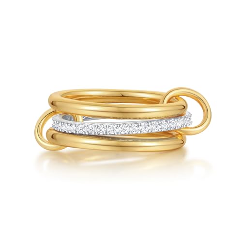 ZOERAY Ringe Gold Silber für Damen Wasserfest 18k Vergoldete Ring Silber Ringe Frauen mit Zirkonia Stapelbar Rings Set Eheringe Daumenring Verlobungsringe Statement Ringe Männer Geschenke Herren von ZOERAY