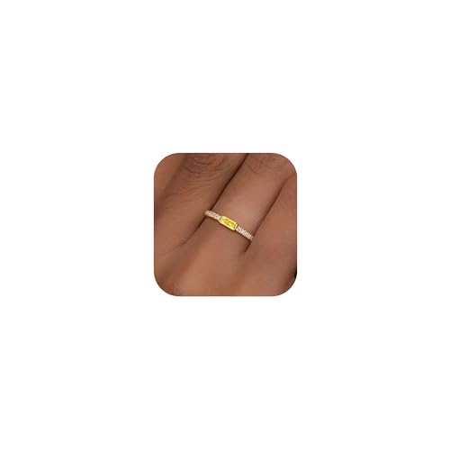 ZOERAY Ringe Gold für Damen Wasserfest Geburtsstein 18K Vergoldete Damenring mit Zirkonia Stapelbare Ring mit Stein Aquamarin Citrin Peridot Edelstein Ringe Frauen Verlobungsringe Geburtstag Geschenke von ZOERAY