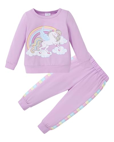 ZOEREA Babykleidung Set Baby Regenbogen Mädchen Kleidung Outfit Langarm Top + Hose Kleinkinder Weiche Babyset 2-3 Jahre von ZOEREA