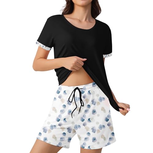ZOEREA Damen Schlafanzug mit Knopfleiste Kurz Nachtwäsche Pyjamas Set Zweiteiliger Nachtwäsche Hausanzug PJs von ZOEREA