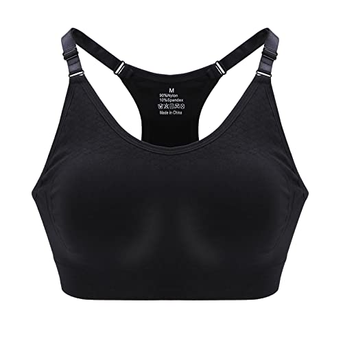 ZOEREA Sport BHS für Damen Push up Ohne Bügel Yoga Fitness BH Verstellbare Träger Gepolstert Comfort Frauen Sports Bra Set (Schwarz, XL) von ZOEREA