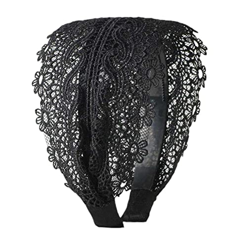 Damen Dekorative Muster Spitze Breite Haarband s Mode Headwrap Stretchy Turban I8A7 Bandanas Breite Spitze Stirnband von ZOHIKO