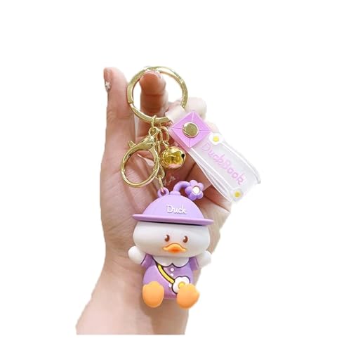 Cartoon Anime Doll Kuh Schlüsselanhänger niedlich Tasche Anhänger Persönlichkeit Zubehör Auto Kreativ Kleines Geschenk Weiß (White-Cow), Duck-Lila, One size von ZoikoM