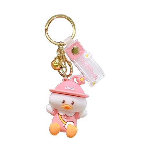 Cartoon Anime Doll Kuh Schlüsselanhänger niedlich Tasche Anhänger Persönlichkeit Zubehör Auto Kreativ Kleines Geschenk Weiß (White-Cow), Duck-pink, One size von ZOIKOM