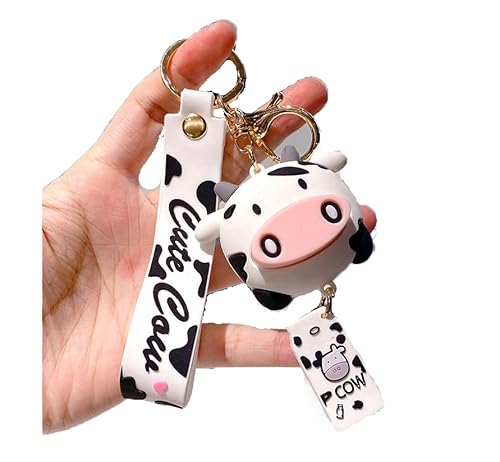 Cartoon Anime Doll Kuh Schlüsselanhänger niedlich Tasche Anhänger Persönlichkeit Zubehör Auto Kreativ Kleines Geschenk Weiß (White-Cow), weiß, One size von ZOIKOM