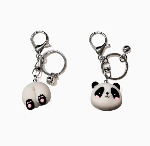 Ein Paar (zwei geladene) lustige Cartoon-Paar-Puppe Schlüsselanhänger niedlicher Taschenanhänger, personalisierbar, Autozubehör, kleine kreative Geschenke, Panda, Einheitsgröße, Panda, One size von ZOIKOM