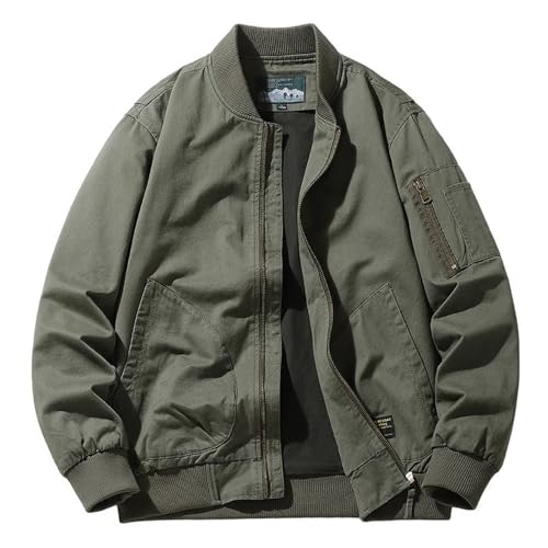 Langarm Jacke Herren Casual Stehkragen Einfarbig Sport Jacke Herren Mehrere Taschen Mode All-Match Arbeitsjacke Herren Klassisch Einfachheit Komfortabel Jacke Herren Übergangsjacke A-Army Green 5XL von ZoikoM