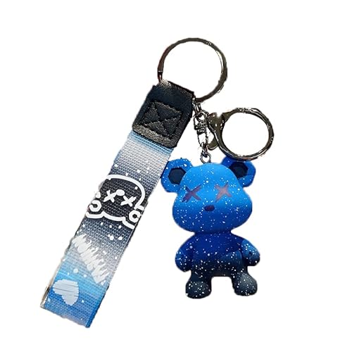 ZOIKOM Cartoon Anime Doll Cool Gradient Bear Keychain Cute Bag Anhänger Persönlichkeit Car Accessories Creative Kleines Geschenk, Grau, Einheitsgröße, Bär-Blau, One size von ZoikoM