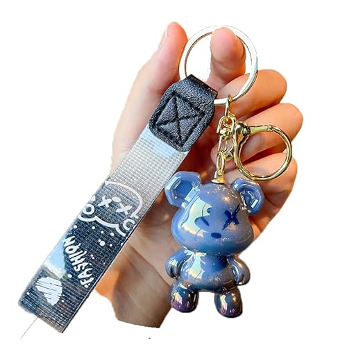 ZOIKOM Cartoon Anime Doll Cool Gradient Bear Keychain Cute Bag Anhänger Persönlichkeit Car Accessories Creative Kleines Geschenk, Grau, Einheitsgröße, Bär-Schwarz, One size von ZOIKOM