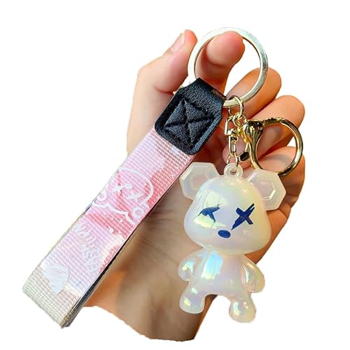 ZOIKOM Cartoon Anime Doll Cool Gradient Bear Keychain Cute Bag Anhänger Persönlichkeit Car Accessories Creative Kleines Geschenk, Grau, Einheitsgröße, Bär-Weiß, One size von ZOIKOM