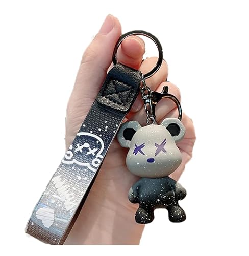 ZOIKOM Cartoon Anime Doll Cool Gradient Bear Keychain Cute Bag Anhänger Persönlichkeit Car Accessories Creative Kleines Geschenk, Grau, Einheitsgröße, Bear-Grau, One size von ZOIKOM