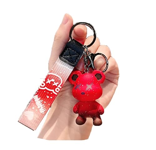 ZOIKOM Cartoon Anime Doll Cool Gradient Bear Keychain Cute Bag Anhänger Persönlichkeit Car Accessories Creative Kleines Geschenk, Grau, Einheitsgröße, Bear-Red, One size von ZoikoM