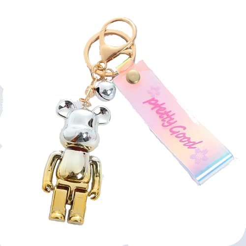 ZOIKOM Cartoon Anime Doll Cool Gradient Bear Keychain Cute Bag Anhänger Persönlichkeit Car Accessories Kreatives kleines Geschenk, grau, Einheitsgröße, Weißgold, normalité von ZoikoM