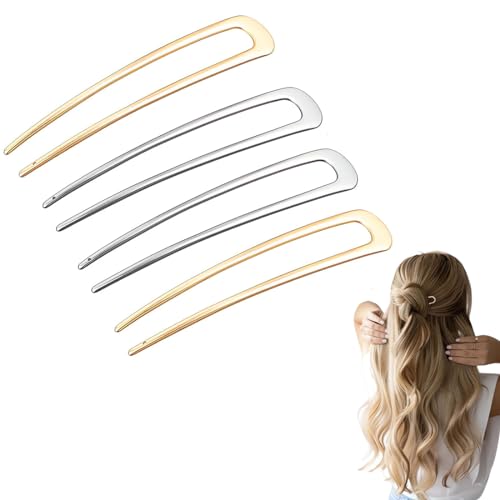ZOKJSW 4pcs U-Förmige Haarnadel French Style Hair Clip Metall Vintage Haarnadel Gabel Zinken Updo Frisur Chignon Pins Hair Styling Zubehör Für Frauen Mädchen Dame von ZOKJSW