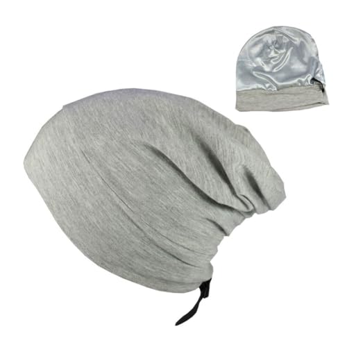 ZOKJSW Satin Bonnet Schlafmütze Haarabdeckung Haarwickelbezug Mit Satin Gefütterteverstellbare Turbanmütze Verstellbar Silk Lined Slouchy Beanie Hat von ZOKJSW