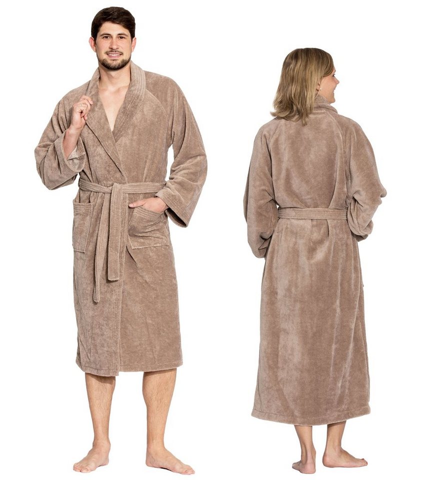 ZOLLNER Unisex-Bademantel, 50% Polyester, 50% Baumwolle, Schalkragen, Gürtel, Schalkragen, 50% Polyester, 50% Baumwolle, für Damen und Herren, verfügbar in S-XXL von ZOLLNER