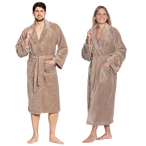 ZOLLNER Bademantel - flauschig und saugstark - Unisex - Größe L - braun - außen aus Polyester und innen aus Baumwoll-Mischgewebe - waschbar bis 60°C - Hotelqualität - Oeko Tex® zertifiziert von ZOLLNER