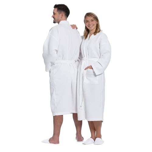 ZOLLNER Bademantel in Waffeloptik - hautfreundlich und saugstark - für Damen und Herren - Mischgewebe - Größe S in weiß - waschbar bis 60°C - Hotelqualität - Oeko Tex® zertifiziert von ZOLLNER