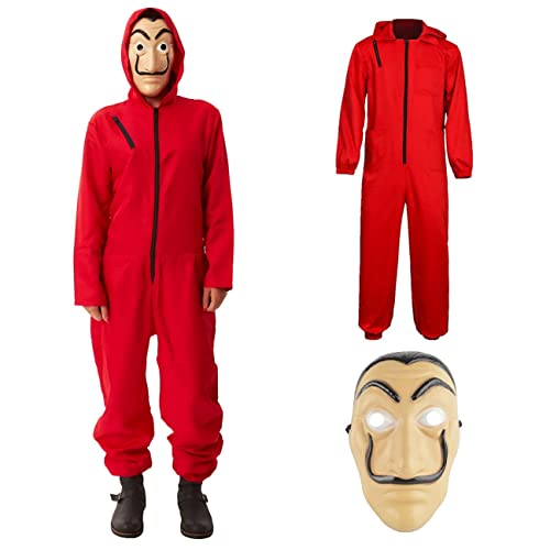 ZOLTA Jumpsuit Onesie für Damen und Herren - Sanft Kuschelig Unisex Karnevalskostüm - Warme Schlafanzug - Kostüm Karneval - Pyjama - Overall - Haus des Geldes - L von ZOLTA