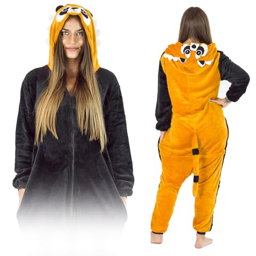 ZOLTA Jumpsuit Onesie für Damen und Herren - Sanft Kuschelig Unisex Pyjama - Warme Schlafanzug - Karneval Kostüm Damen oder Herren - Beliebte und Lustige Tiermotiv - Größe XL - Kleiner Panda von ZOLTA