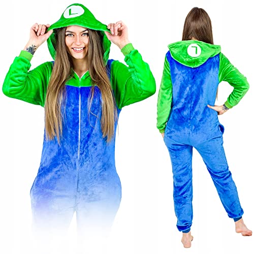 Jumpsuit Onesie für Damen und Herren - Sanft Kuschelig Unisex Pyjama - Warme Schlafanzug - Karneval Kostüm Damen oder Herren - Kostüm Einhorn Motiv - Größe 168-178 cm (L) - Klempner von ZOLTA