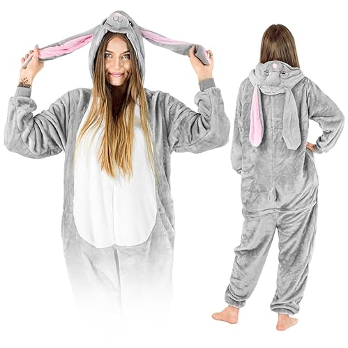 Jumpsuit Onesie für Damen und Herren - Sanft Kuschelig Unisex Pyjama - Warme Schlafanzug - Karneval Kostüm Damen oder Herren - Kostüm Tiermotiv von ZOLTA