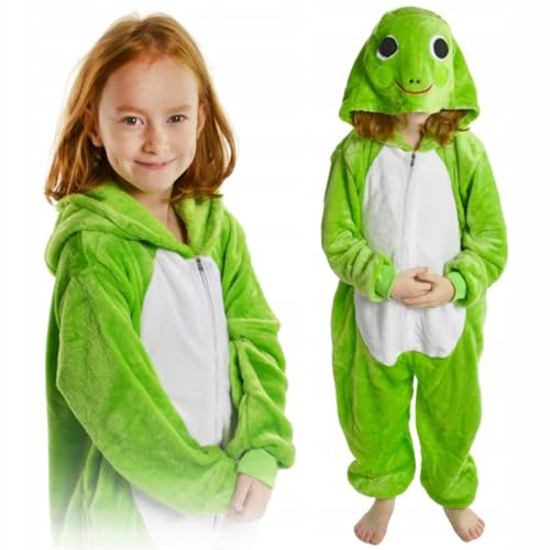 ZOLTA Jumpsuit Onesie für Kinder - Sanft Kuschelig Unisex Pyjama - Warme Schlafanzug - Karneval Kostüm - Kostüm Einhorn Motiv für Mädchen und Jungen - Größe 134-140 - Frog von ZOLTA