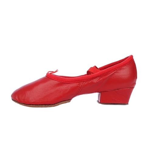 Ballettschuhe Jazz Tanzschuhe Frauen Mädchen Salsa Latein Tanzschuhe Praxis Ballett Ballsaal Tango Schuh Professionelle Lehrer Tanzschuhe, Leder Rot, 38 2/3 EU von ZOLULA