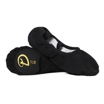 Ballettschuhe Professionelle Stretch Ballett Tanzschuhe für Damen Mädchen Geteilte Weiche Sohle Canvas Ballettschuhe Elastische Stoff Ballettschuhe, Schwarz , 37 EU von ZOLULA