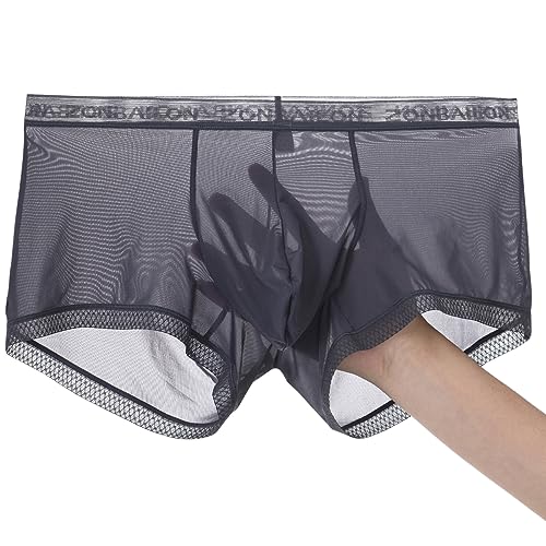 ZONBAILON Atmungsaktive Ice Silk Herren Boxershorts See-Through Unterwäsche Trunk Transparent Stretch, 1 Packung: Dunkelgrau, X-Large ZONBAILON Atmungsaktive Ice Silk Herren Boxershorts See-Through Unterwäsche Trunk Transparent Stretch, 1 Packung: Dunkelgrau, X-Large von ZONBAILON
