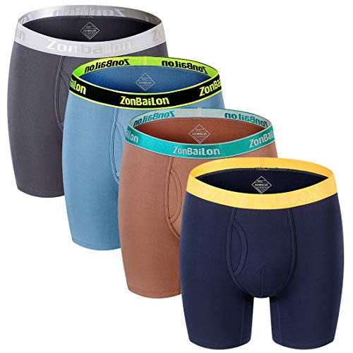 ZONBAILON Bambus Unterwäsche für Männer Boxer Briefs Unterhosen Pouch Fly M L XL 2XL 3XL, Multi-4, X-Large von ZONBAILON