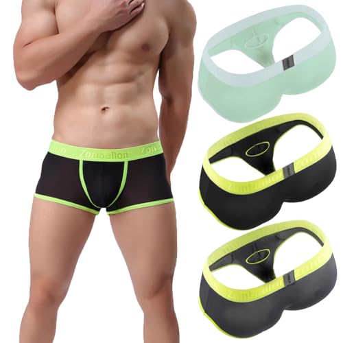 ZONBAILON Sexy Herren-Boxershorts, Bambus-Viskose, ohne Etikett, glatte Unterhose, 3mul 01 (Dual Pocuh), Medium von ZONBAILON