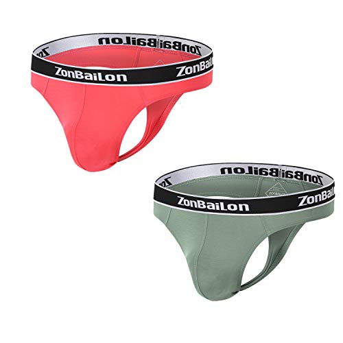 ZONBAILON Herren-Stringtanga, sexy Herren-Tanga, T-Back, Unterwäsche, 2er-Pack, Rot/Bohnengrün, XX-Large von ZONBAILON